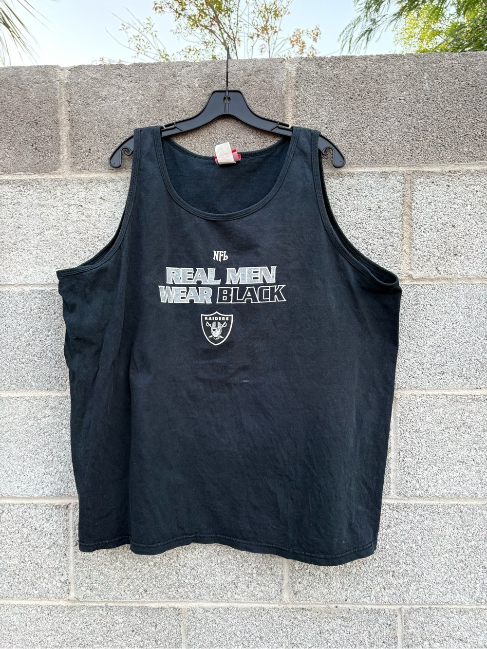 Vintage Black NFL Raiders Mens 2XL Tank Top “Real Men Wear Black” Football AFC